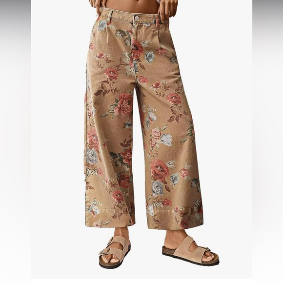 FLAMINGALS FLORAL WIDE LEG JEAN - Picture 1 of 15